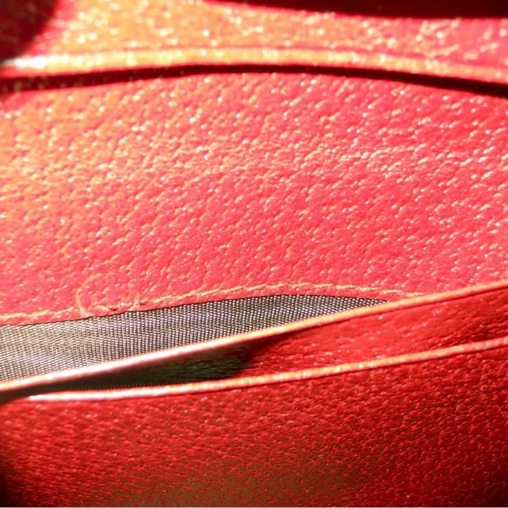 AUTH Gucci Brick Red Embossed Leather Logo Card Wallet Italy - Picture 9 of 10